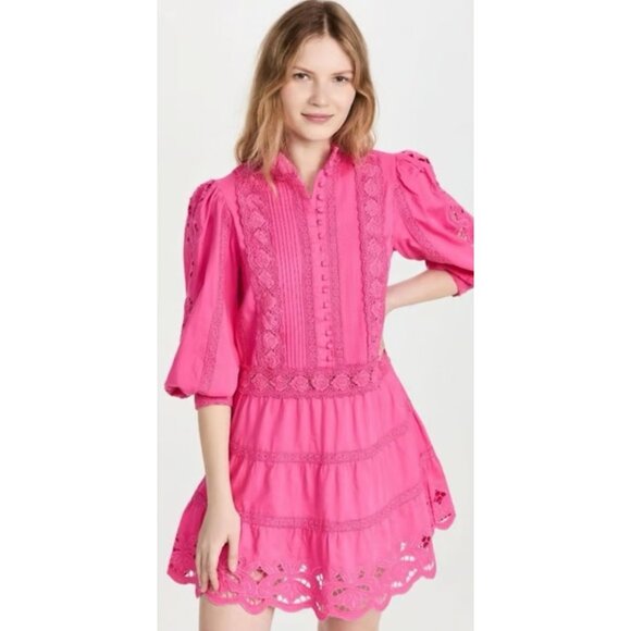 Alice + Olivia Clark Tiered Dress in Pink Size 8 - Picture 2 of 5